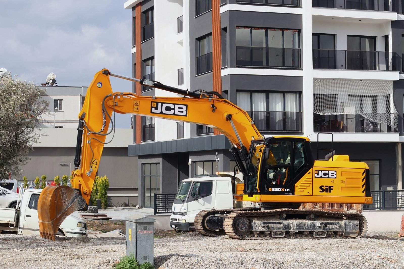 Excavator working on a building site