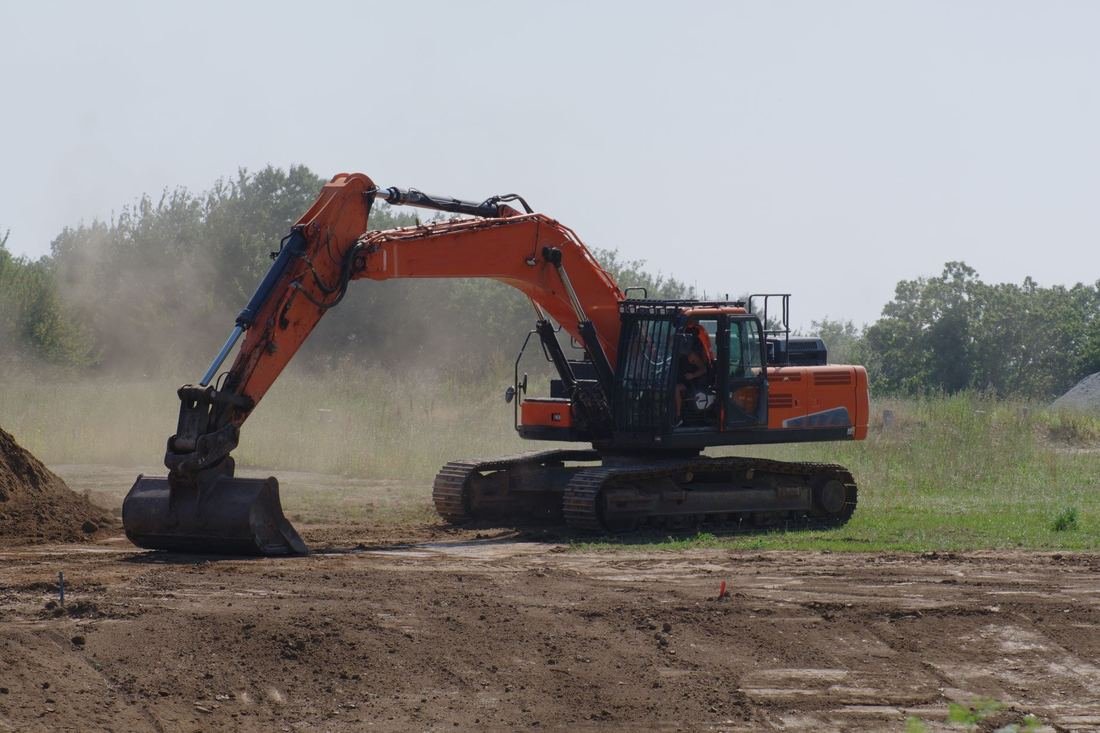 Excavator on a work site